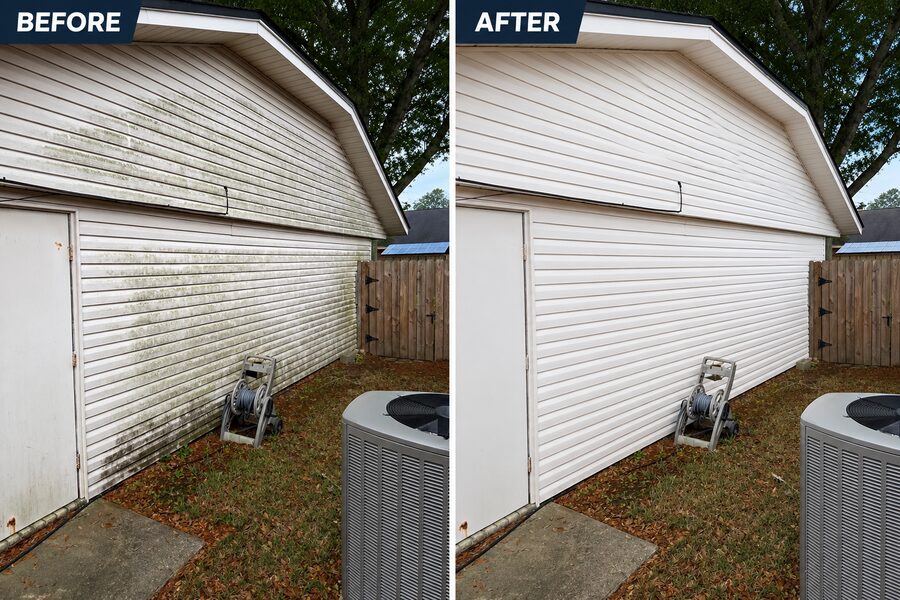 Austin house siding cleaning before and after